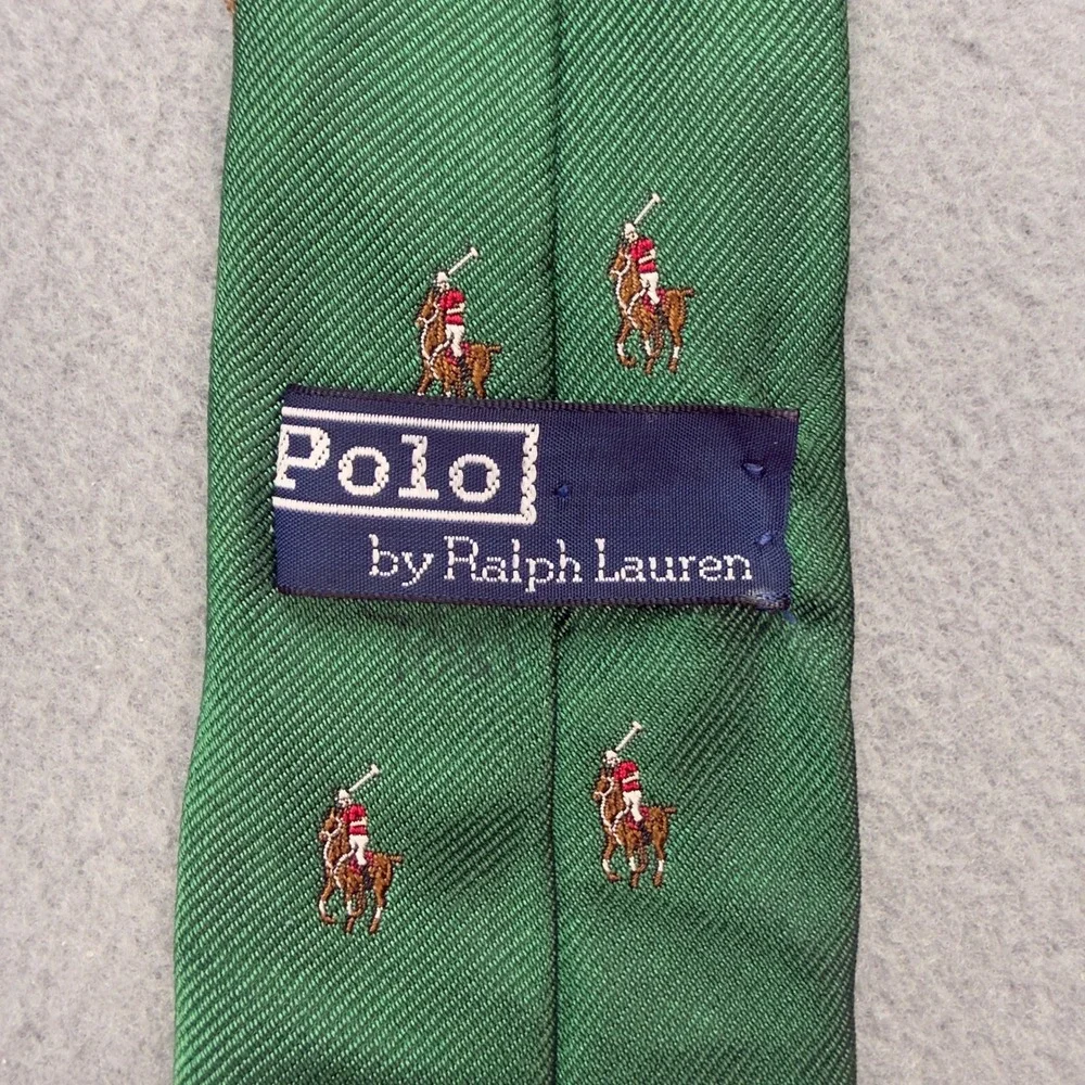 Polo Ralph Lauren Kids Green Silk Polo Pony Tie Hand Made in Italy